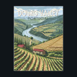 Douro Valley Portugal Reizen Kunst Vintage Briefkaart<br><div class="desc">Douro Valley in een vectorkunststijl. De Douro Wine Region Valley,  tot aan Barca de Alva,  is het oudste afgebakende wijngebied ter wereld.</div>