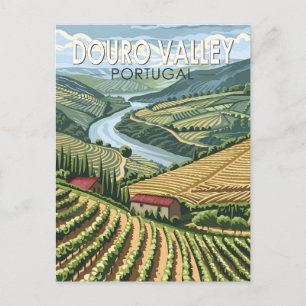 Douro Valley Portugal Reizen Kunst Vintage Briefkaart
