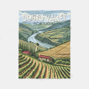 Douro Valley Portugal Reizen Kunst Vintage Fleece Deken