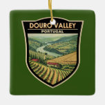 Douro Valley Portugal Reizen Kunst Vintage Keramisch Ornament<br><div class="desc">Douro Valley in een vectorkunststijl. De Douro Wine Region Valley,  tot aan Barca de Alva,  is het oudste afgebakende wijngebied ter wereld.</div>