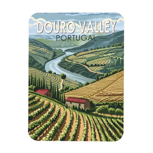 Douro Valley Portugal Reizen Kunst Vintage Magneet (Verticaal)