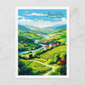 Douro Valley Portugal vintage reisillustratie Briefkaart (Voorkant)