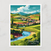 Douro Valley Portugal vintage reisillustratie Briefkaart (Voorkant)