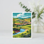 Douro Valley Portugal vintage reisillustratie Briefkaart (Staand voorkant)