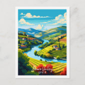 Douro Valley Spanje vintage reisillustratie Briefkaart (Voorkant)