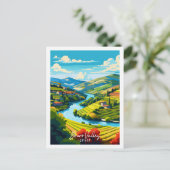 Douro Valley Spanje vintage reisillustratie Briefkaart (Staand voorkant)