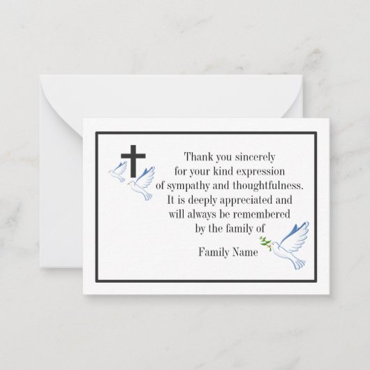 Dove and Cross After Funeral Dank je kaarten Notitiekaartje (Voorkant)