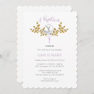 Dove and Cross Baptism Invitation {Girl} Kaart