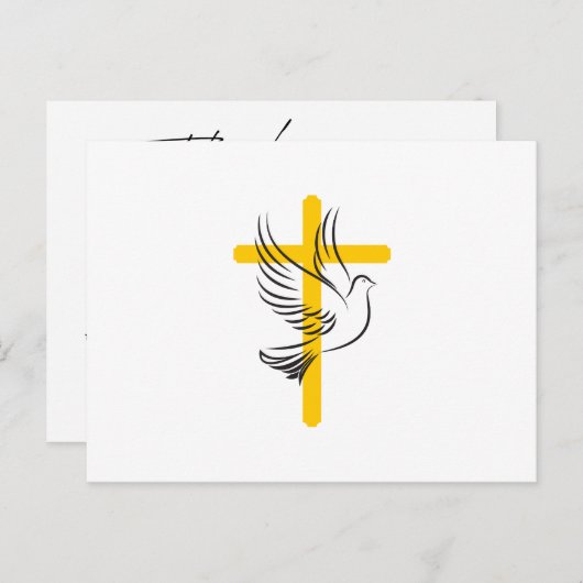 Dove and Cross Funeral Simple Script Bedankt Kaart (Voorkant / Achterkant)