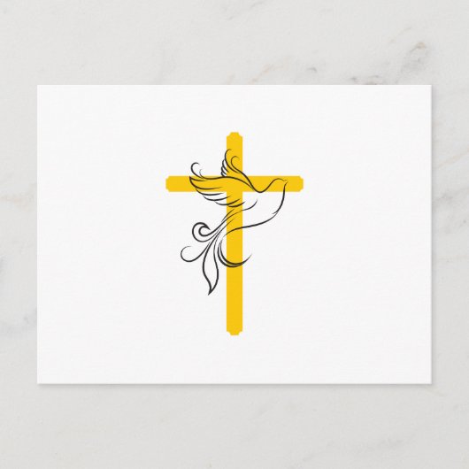 Dove and Cross Funeral Simple Script Bedankt Kaart (Voorkant)