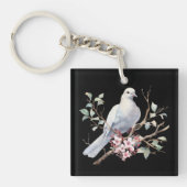Dove and Flower Heart Sleutelhanger (Voorkant)