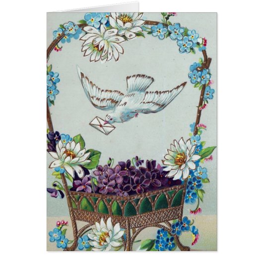 Dove and Gold Basket of Flowers (Voorkant)