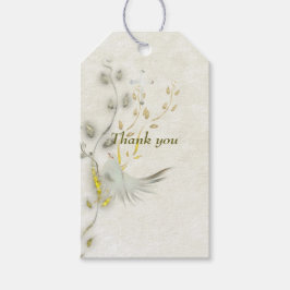 Dove and golden leaves  gift tags  cadeaulabel