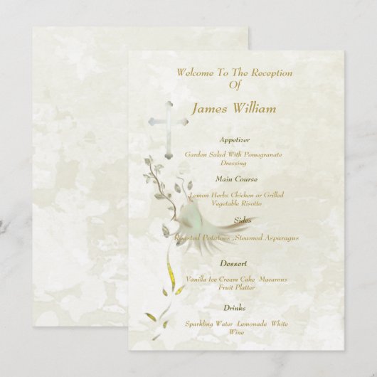 Dove and golden leaves menu card (Voorkant / Achterkant)
