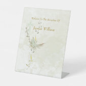 Dove and golden leaves pedestal sign  reclamebord met voetstuk (Voorkant)