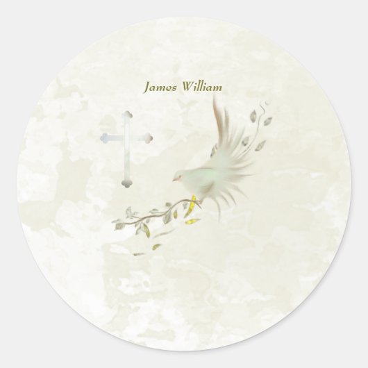 Dove and golden leaves  r ronde sticker (Voorkant)