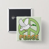 Dove and Peace Symbol Vierkante Button 5,1 Cm (Voorkant /achterkant)
