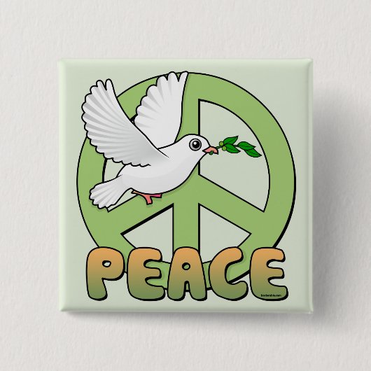 Dove and Peace Symbol Vierkante Button 5,1 Cm (Voorkant)