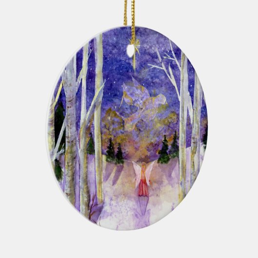 Dove Angel Birch Forest Keramisch Ornament (Rechts)