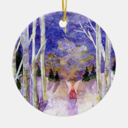 Dove Angel Birch Forest Keramisch Ornament