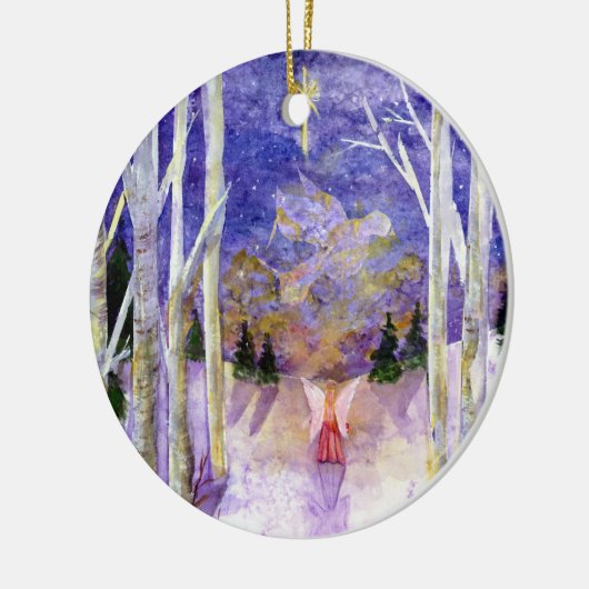 Dove Angel Birch Forest Keramisch Ornament (Links)