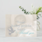 Dove aqua blue boys baptisme foto bedankt (Staand voorkant)