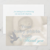 Dove aqua blue boys baptisme foto bedankt (Voorkant / Achterkant)