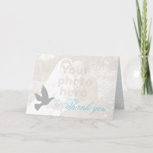 Dove aqua blue photo wedding thank you card bedankkaart