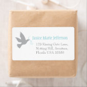 Dove aqua bruiloft retour antwoord groot adreslabe etiket (Insitu)