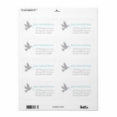 Dove aqua bruiloft retour antwoord groot adreslabe etiket (Full Sheet)