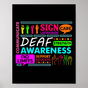 Dove Awareness Sign Deafness Hearing Loving Warrio Poster