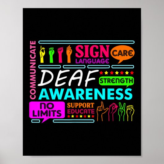 Dove Awareness Sign Deafness Hearing Loving Warrio Poster (Voorkant)
