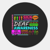 Dove Awareness Sign Deafness Hearing Loving Warrio Ronde Sticker (Voorkant)