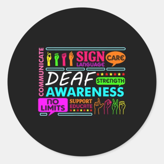 Dove Awareness Sign Deafness Hearing Loving Warrio Ronde Sticker (Voorkant)