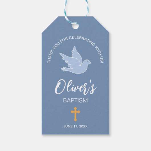 Dove baptisme cadeaulabel (Achterkant)