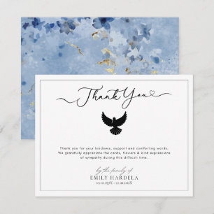 Dove begrafenis bedankkaart Golden Blue Floral