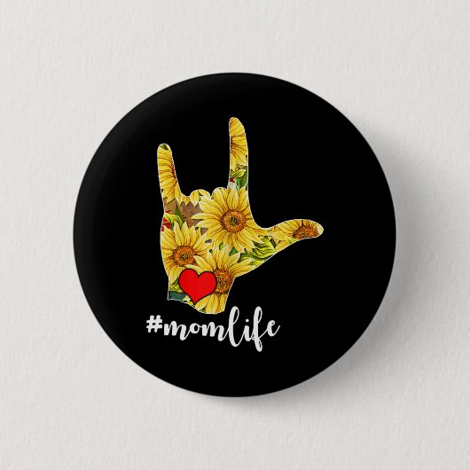 Dove Bewustzijn ASL Gebarentaal Zonnebloem Ik Lief Ronde Button 5,7 Cm (Voorkant)