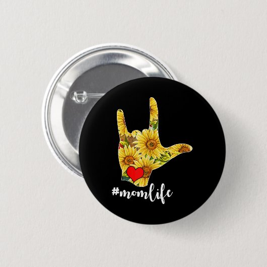 Dove Bewustzijn ASL Gebarentaal Zonnebloem Ik Lief Ronde Button 5,7 Cm (Voorkant /achterkant)