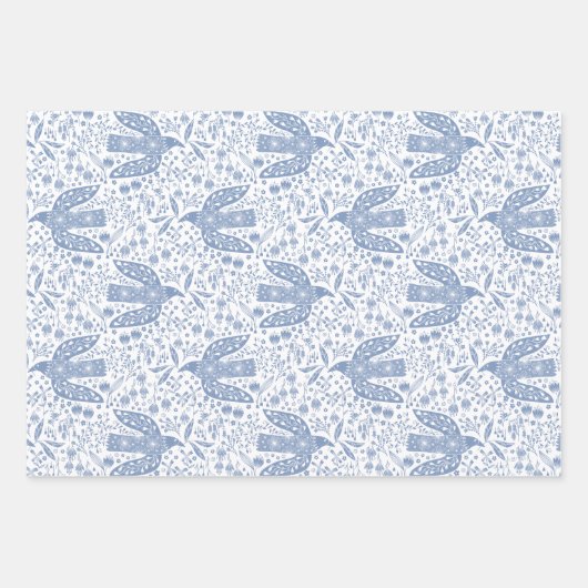 Dove Bird Blue Inpakpapier Vel (Voorkant)