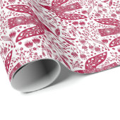 Dove Bird Rood en Wit Festief Cadeaupapier (Rol Hoek)