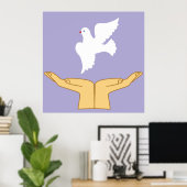 Dove Bird World Peace White Poster (Thuiskantoor)