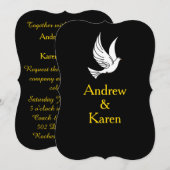 Dove Black & Gold Wedding Invitation Kaart (Voorkant / Achterkant)