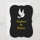 Dove Black & Gold Wedding Invitation Kaart (Voorkant)