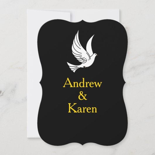 Dove Black & Gold Wedding Invitation Kaart (Voorkant)