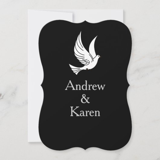 Dove Black & Silver Wedding Invitation Kaart (Voorkant)