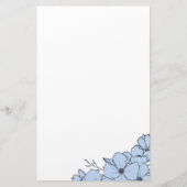 Dove Blue Bloemen Naam Monogram Website Briefpapier (Achterkant)