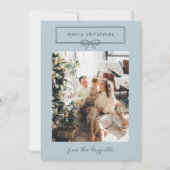 Dove Blue  Bow Photo Merry Kerstry Feestdagenkaart (Voorkant)