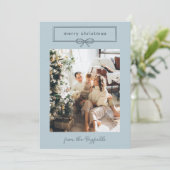 Dove Blue  Bow Photo Merry Kerstry Feestdagenkaart (Staand voorkant)