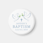Dove Blue Boy Baptism Gast Favors Keepsake Magneet (Voorkant)