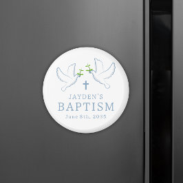 Dove Blue Boy Baptism Gast Favors Keepsake Magneet